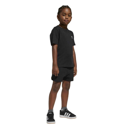 Black - Lifestyle - Adidas Childrens-Kids Logo Cotton T-Shirt & Shorts Set