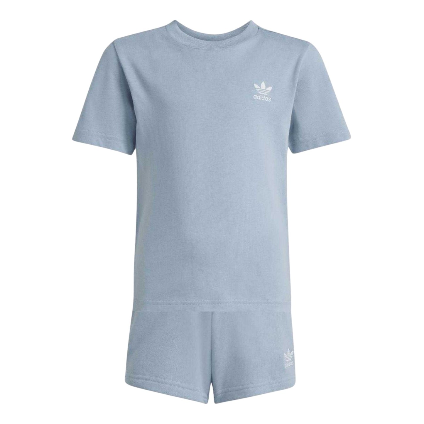 Blue - Front - Adidas Childrens-Kids Logo Cotton T-Shirt & Shorts Set