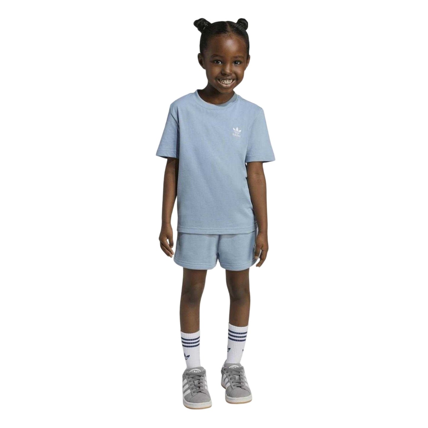 Blue - Lifestyle - Adidas Childrens-Kids Logo Cotton T-Shirt & Shorts Set