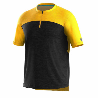 Black-Yellow - Front - Bicycle Line Mens Sentiero Short-Sleeved Cycling Jersey