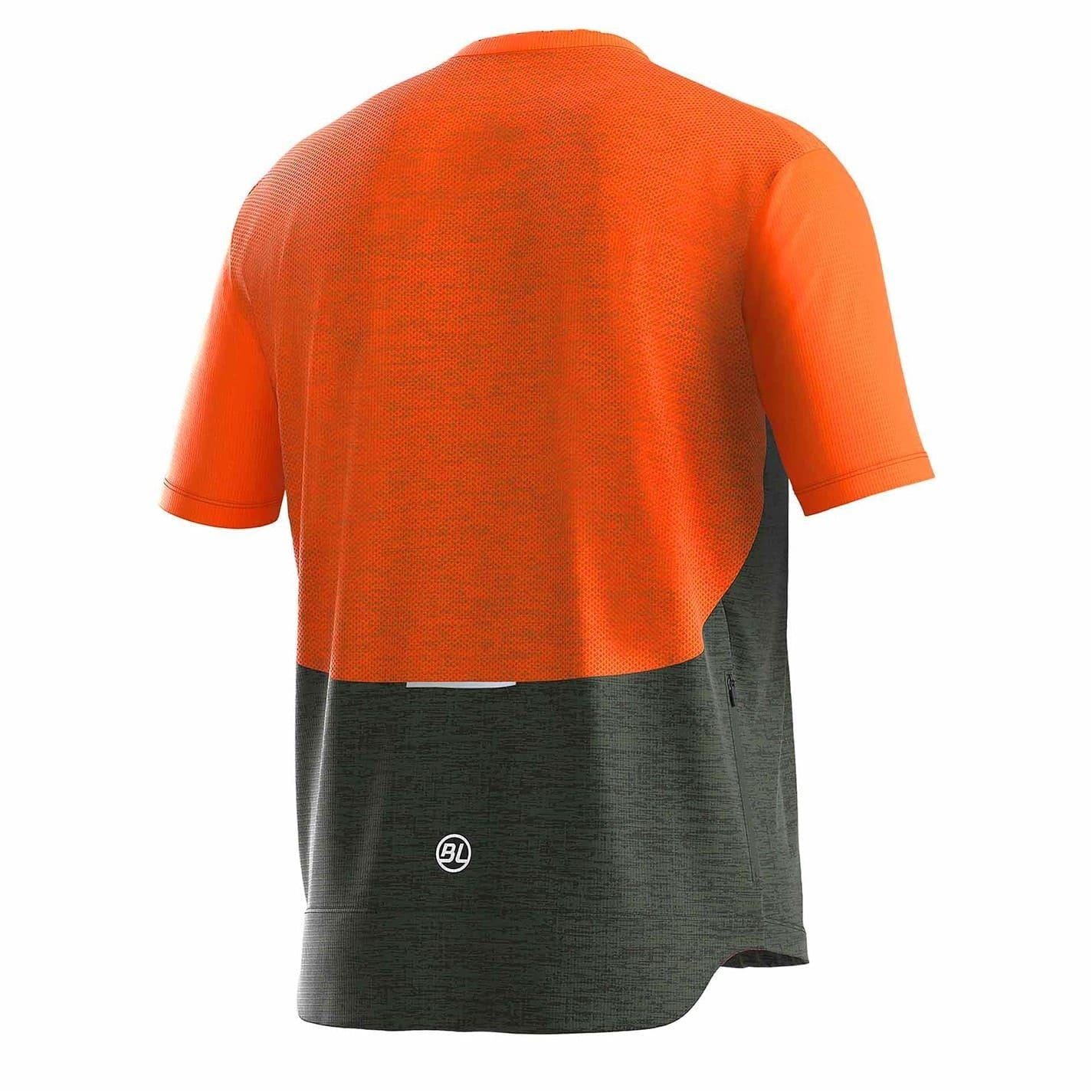 Dark Green-Orange - Back - Bicycle Line Mens Sentiero Short-Sleeved Cycling Jersey