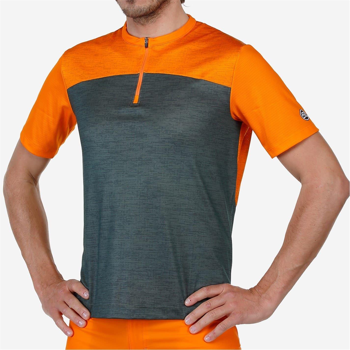 Dark Green-Orange - Side - Bicycle Line Mens Sentiero Short-Sleeved Cycling Jersey