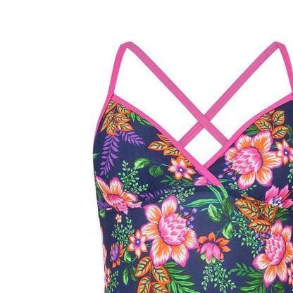 Tropical - Side - Zoggs Womens-Ladies Floral Strappy One Piece Swimsuit