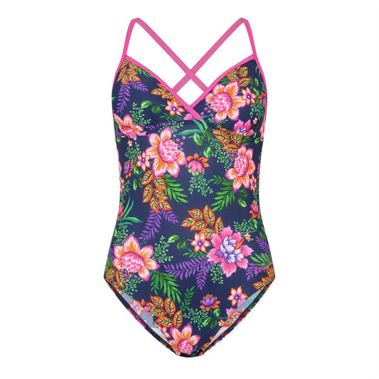 Tropical - Front - Zoggs Womens-Ladies Floral Strappy One Piece Swimsuit