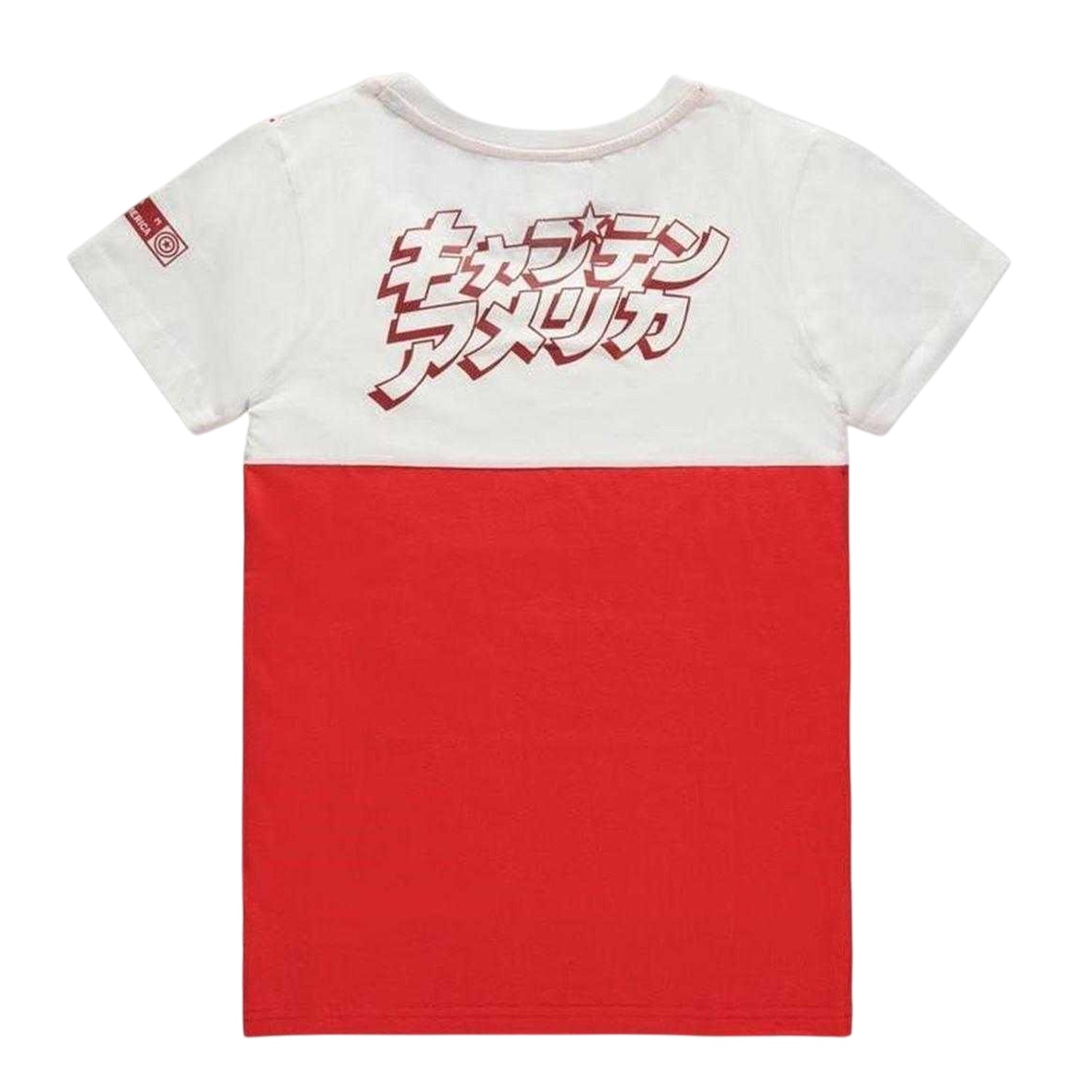 Red-White - Back - Captain America Womens-Ladies Japanese T-Shirt