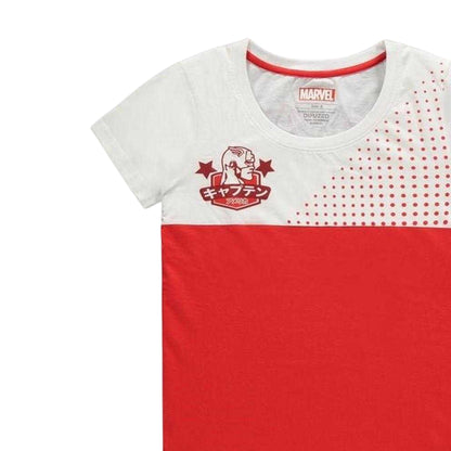 Red-White - Side - Captain America Womens-Ladies Japanese T-Shirt