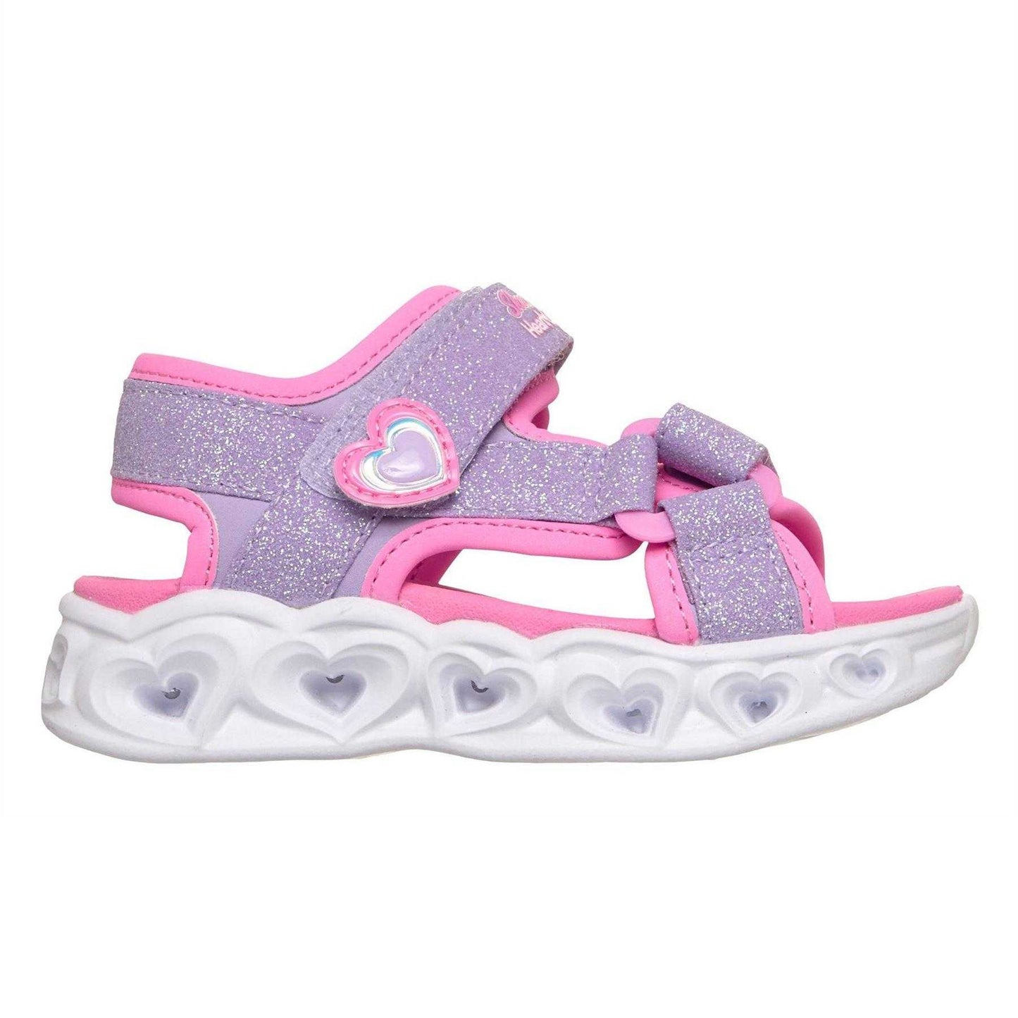 Lavender-Pink - Front - Skechers Girls Heart Lights Sandals