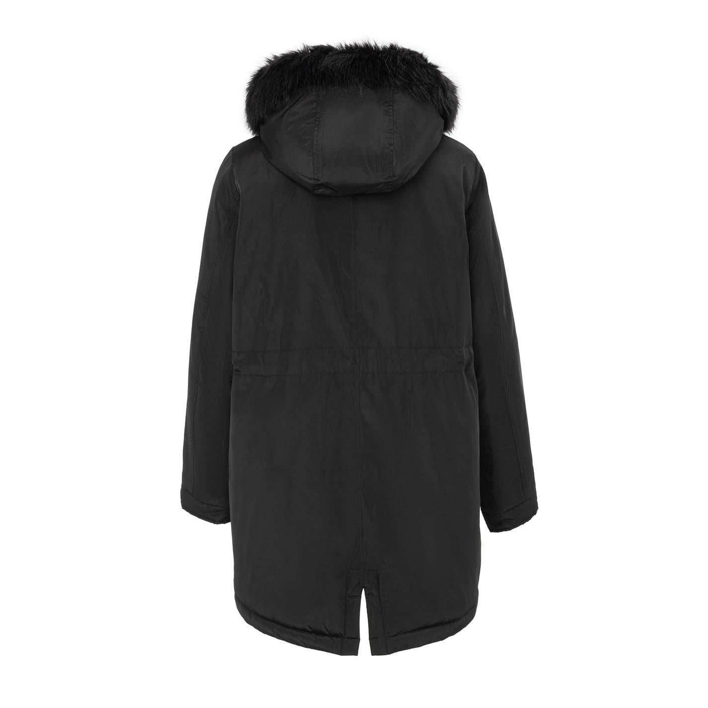 Black - Back - Miso Womens-Ladies Hooded Full Zip Parka