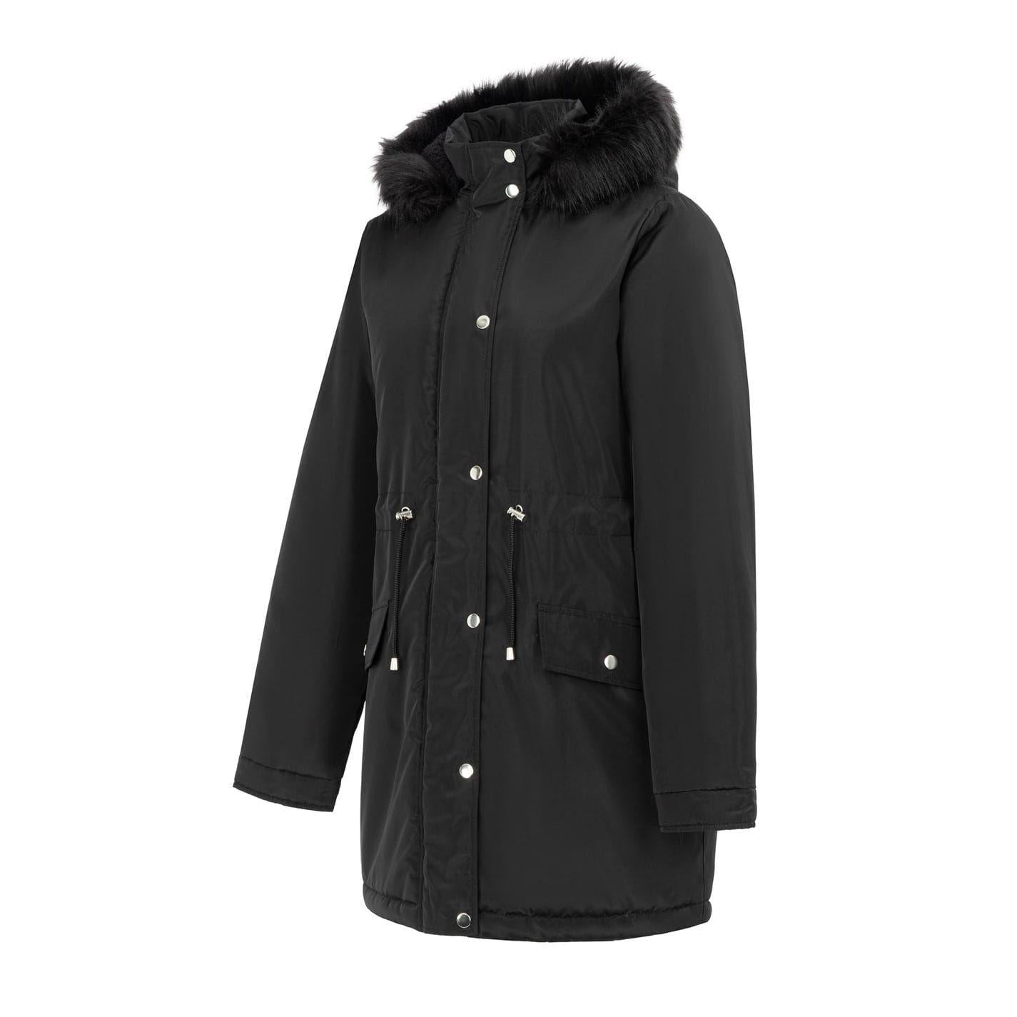 Black - Side - Miso Womens-Ladies Hooded Full Zip Parka