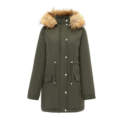 Khaki Green - Front - Miso Womens-Ladies Hooded Full Zip Parka