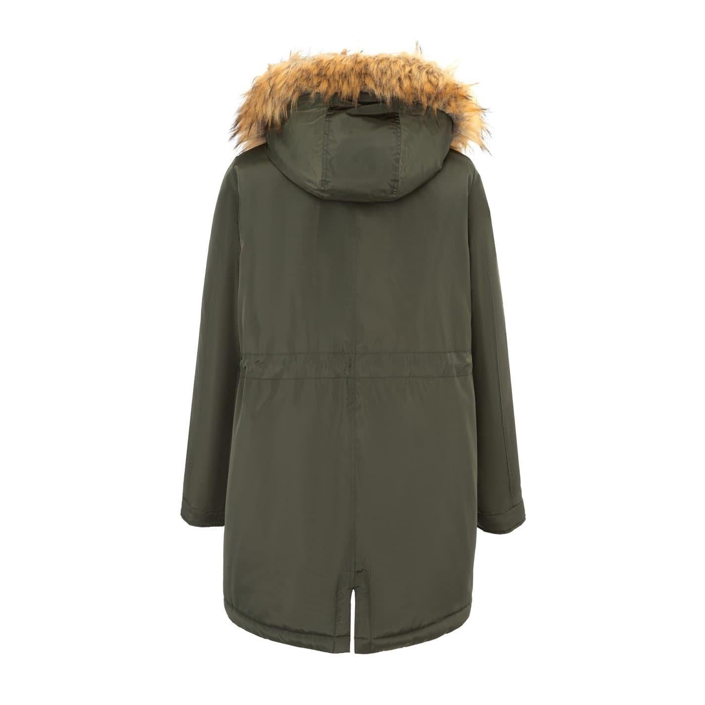 Khaki Green - Back - Miso Womens-Ladies Hooded Full Zip Parka