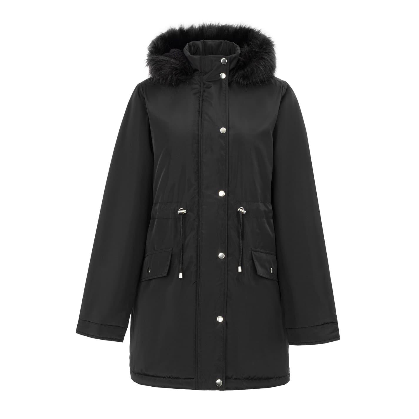 Black - Front - Miso Womens-Ladies Hooded Full Zip Parka
