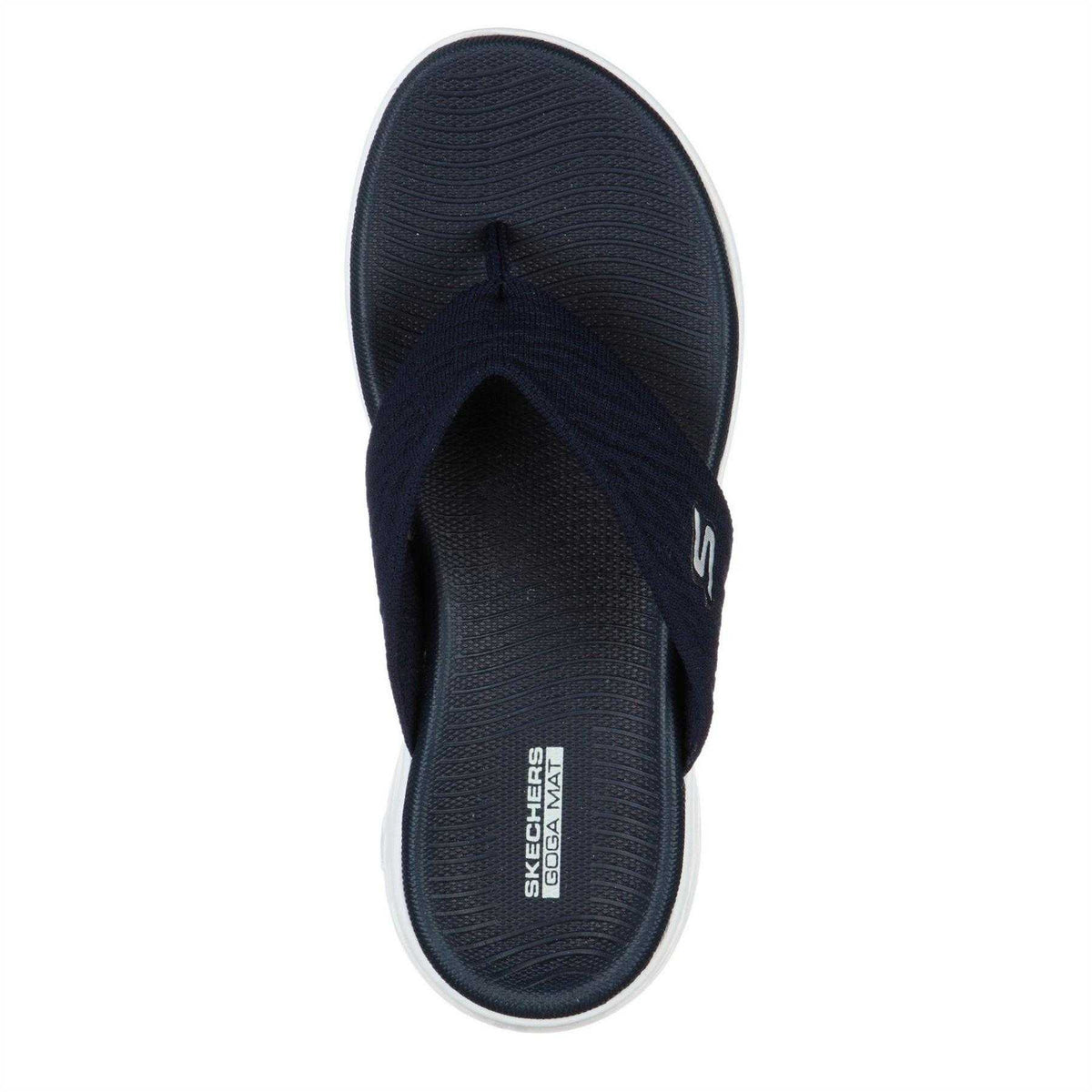 Navy - Side - Skechers Womens-Ladies Moulded Footbed Flip Flops