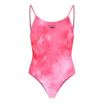 Pink - Front - Adidas Womens-Ladies Tie Dye One Piece Swimsuit