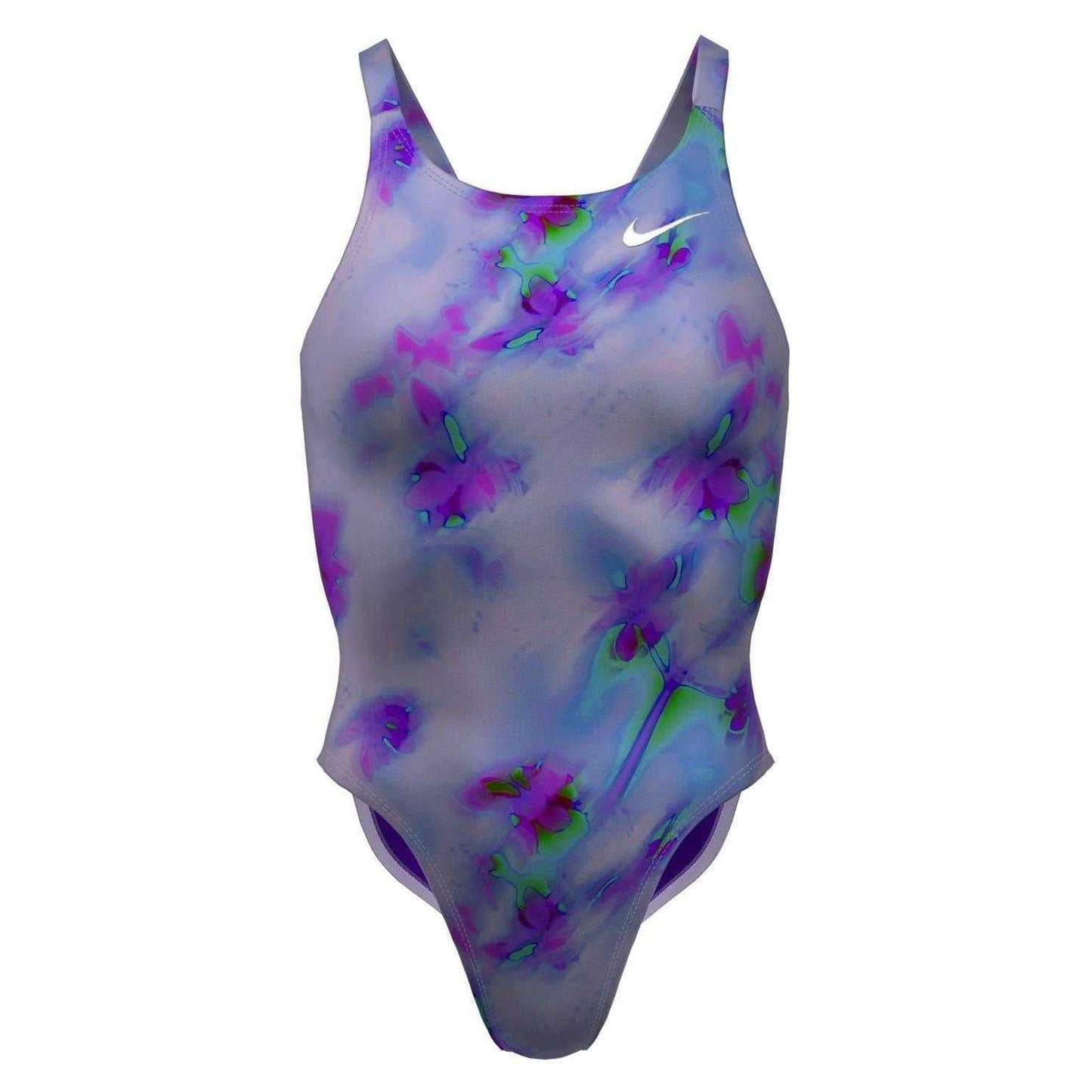 Court Purple - Front - Nike Womens-Ladies Floral Pattern One Piece Swimsuit