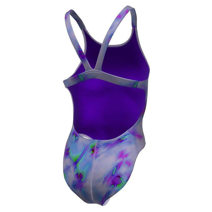 Court Purple - Back - Nike Womens-Ladies Floral Pattern One Piece Swimsuit