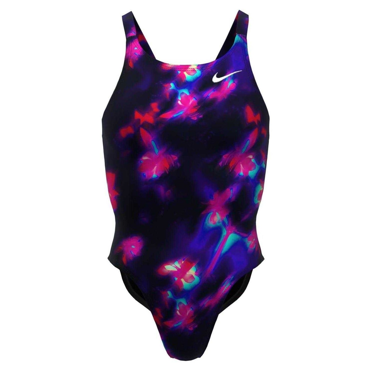 Black - Front - Nike Womens-Ladies Floral Pattern One Piece Swimsuit