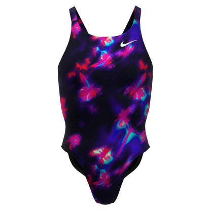 Black - Front - Nike Womens-Ladies Floral Pattern One Piece Swimsuit