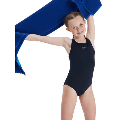 True Navy - Side - Speedo Girls Endurance+ Medalist One Piece Swimsuit
