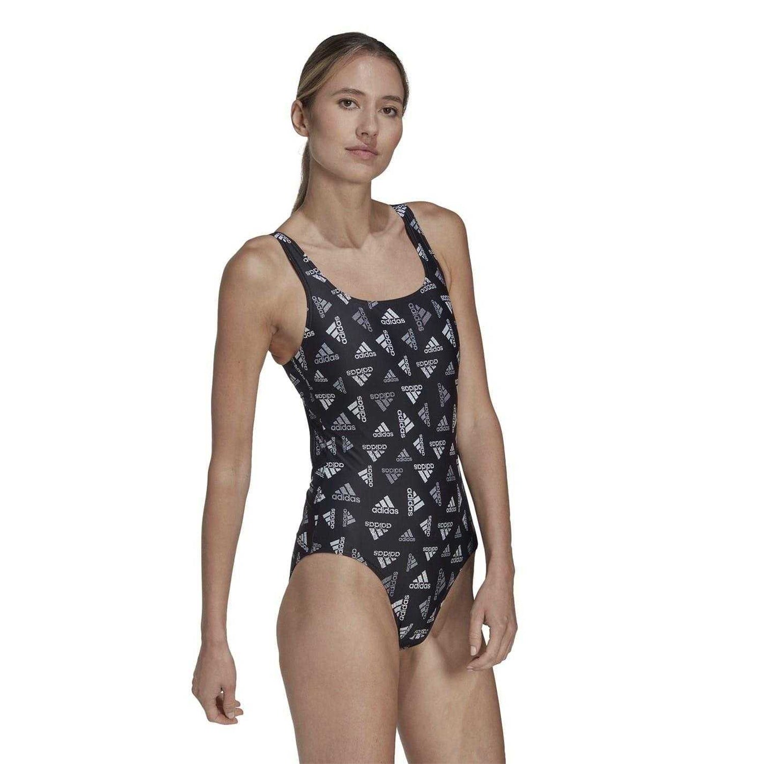 Black-White - Lifestyle - Adidas Womens-Ladies Sportswear One Piece Swimsuit
