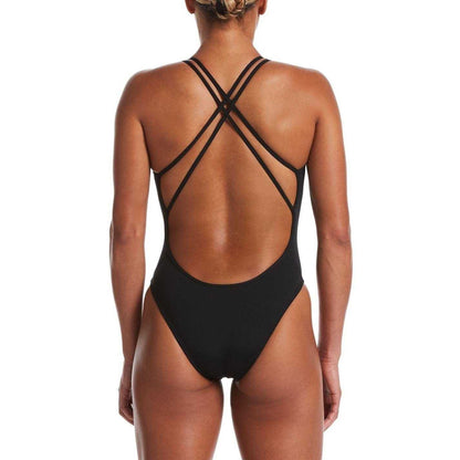 Black - Back - Nike Womens-Ladies Spider One Piece Swimsuit