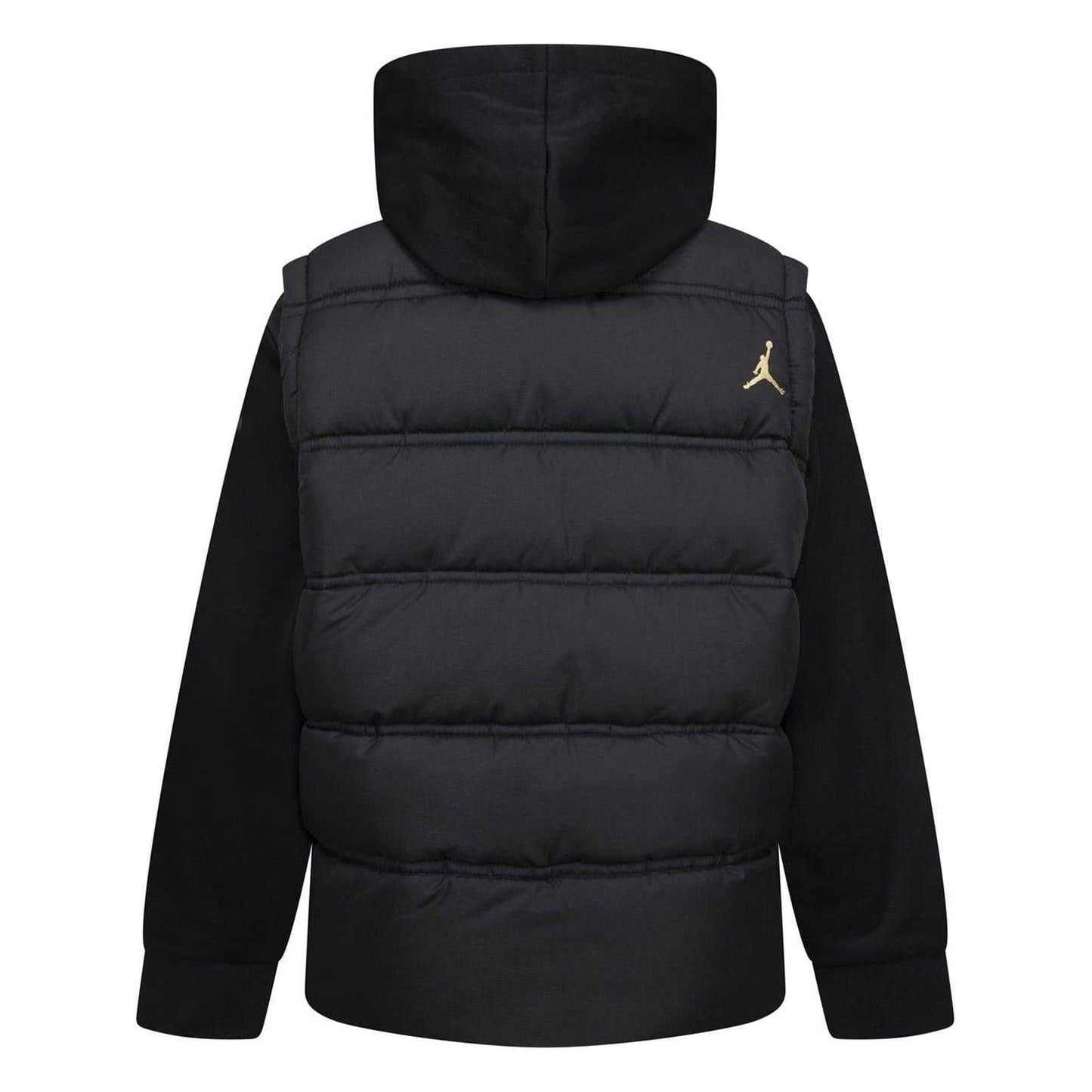 Black-Gold - Back - Nike Childrens-Kids Air Jordan Puffer Jacket