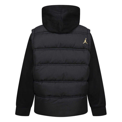 Black-Gold - Back - Nike Childrens-Kids Air Jordan Puffer Jacket