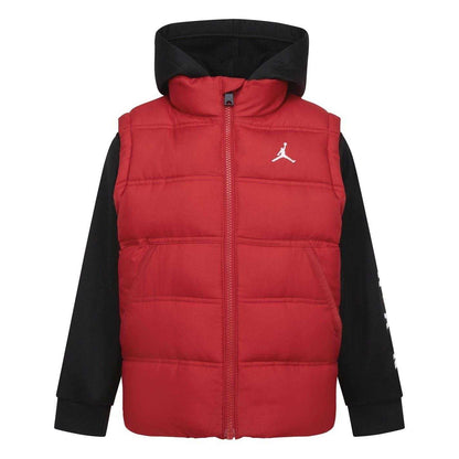 Red-Black - Front - Nike Childrens-Kids Air Jordan Puffer Jacket