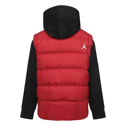 Red-Black - Back - Nike Childrens-Kids Air Jordan Puffer Jacket