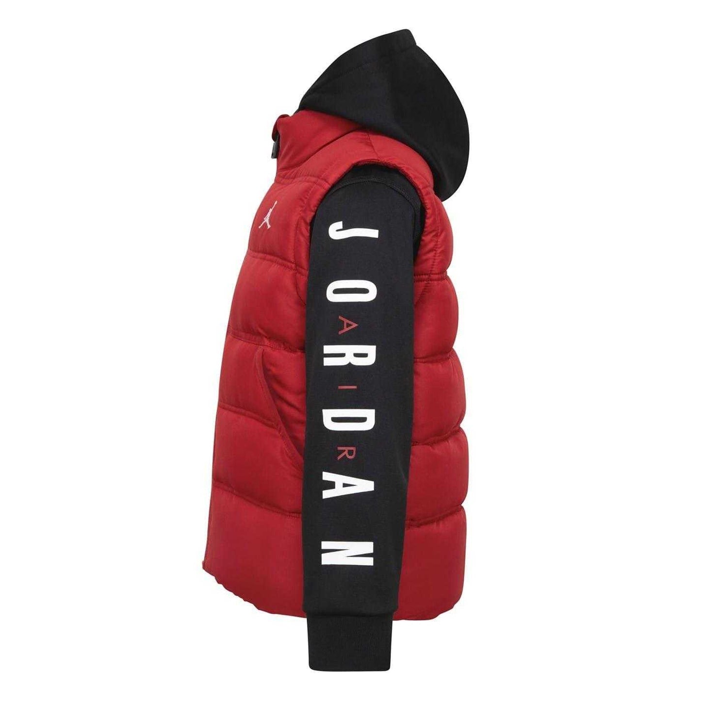Red-Black - Side - Nike Childrens-Kids Air Jordan Puffer Jacket