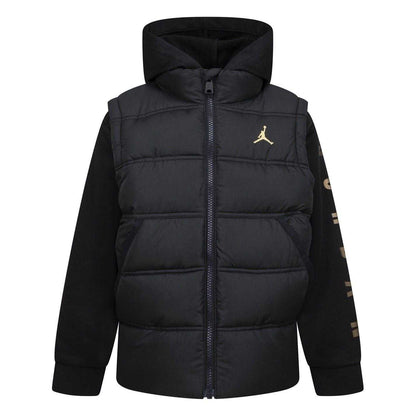 Black-Gold - Front - Nike Childrens-Kids Air Jordan Puffer Jacket
