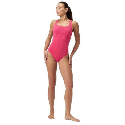 Raspberry Pink - Pack Shot - Speedo Womens-Ladies Flex Athletic One Piece Swimsuit