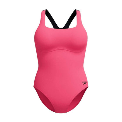 Raspberry Pink - Front - Speedo Womens-Ladies Flex Athletic One Piece Swimsuit
