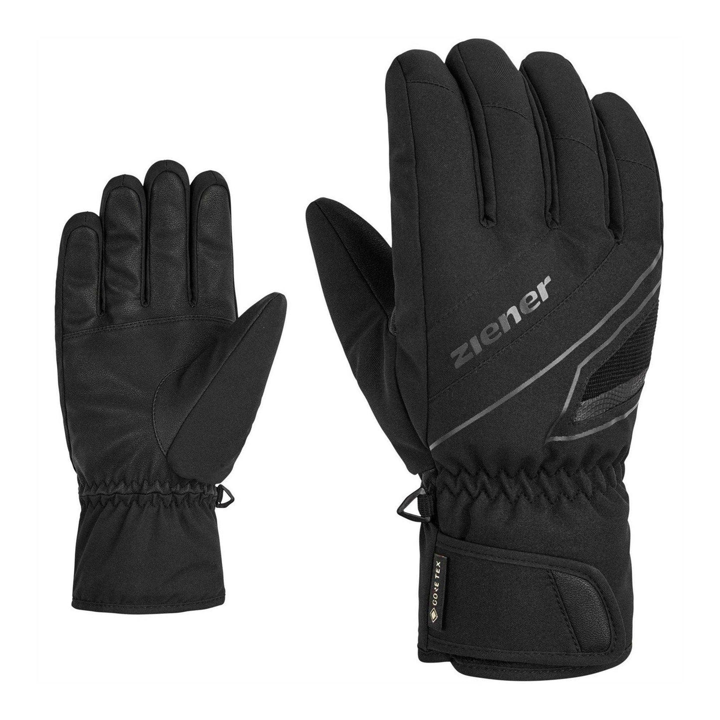 Black - Side - Ziener Mens GORE-TEX Ski Gloves