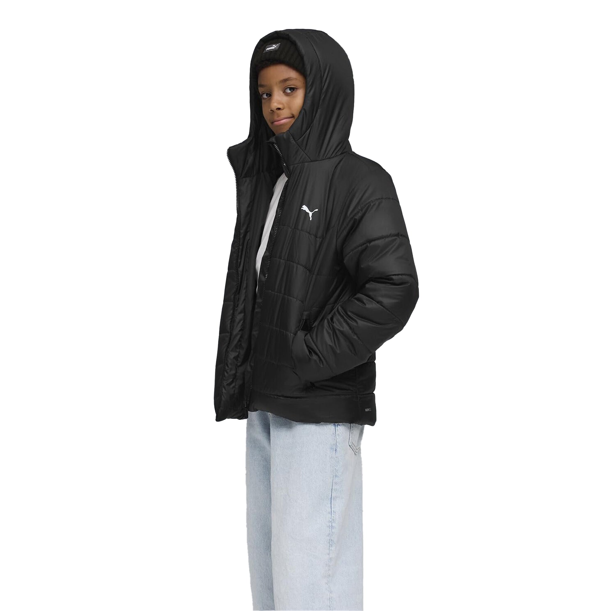 Black - Side - Puma Childrens-Kids Essentials Regular Puffer Jacket