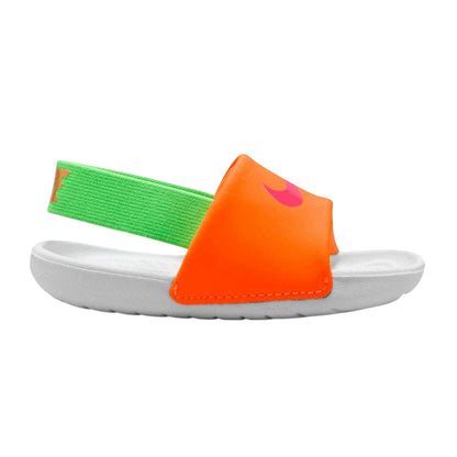 Orange-Hyper Pink - Front - Nike Childrens-Kids Kawa Single Strap Flat Sliders