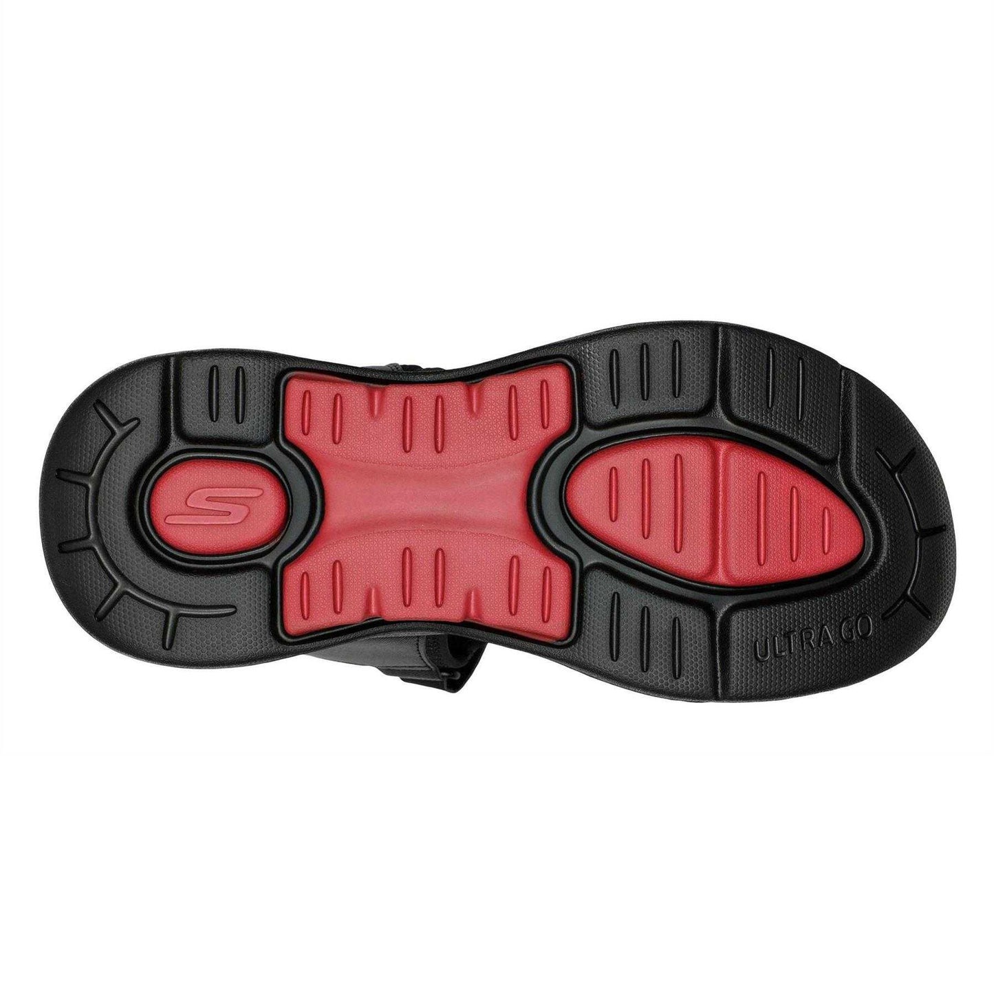 Black-Red - Side - Skechers Mens Arch Fit Flat Sandals