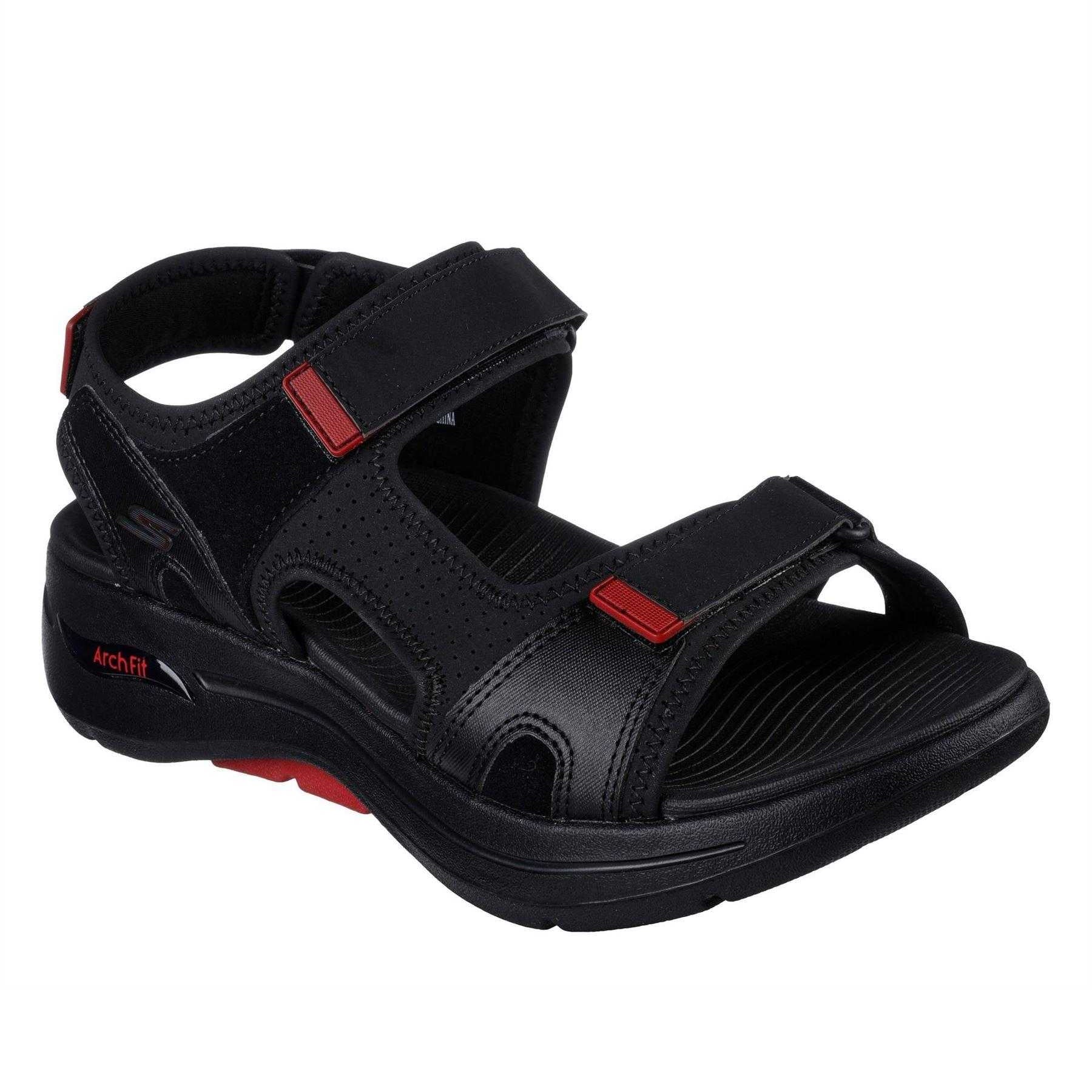 Black-Red - Lifestyle - Skechers Mens Arch Fit Flat Sandals