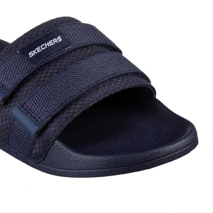 Navy - Side - Skechers Mens Sidelines 2 Slides