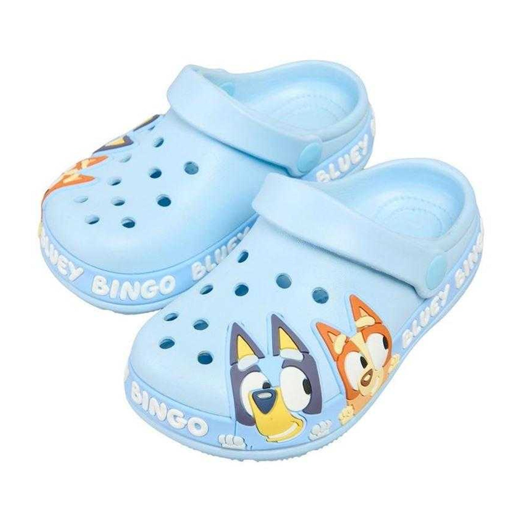 Blue - Side - Bluey Childrens-Kids Bluey & Bingo Flat Clogs