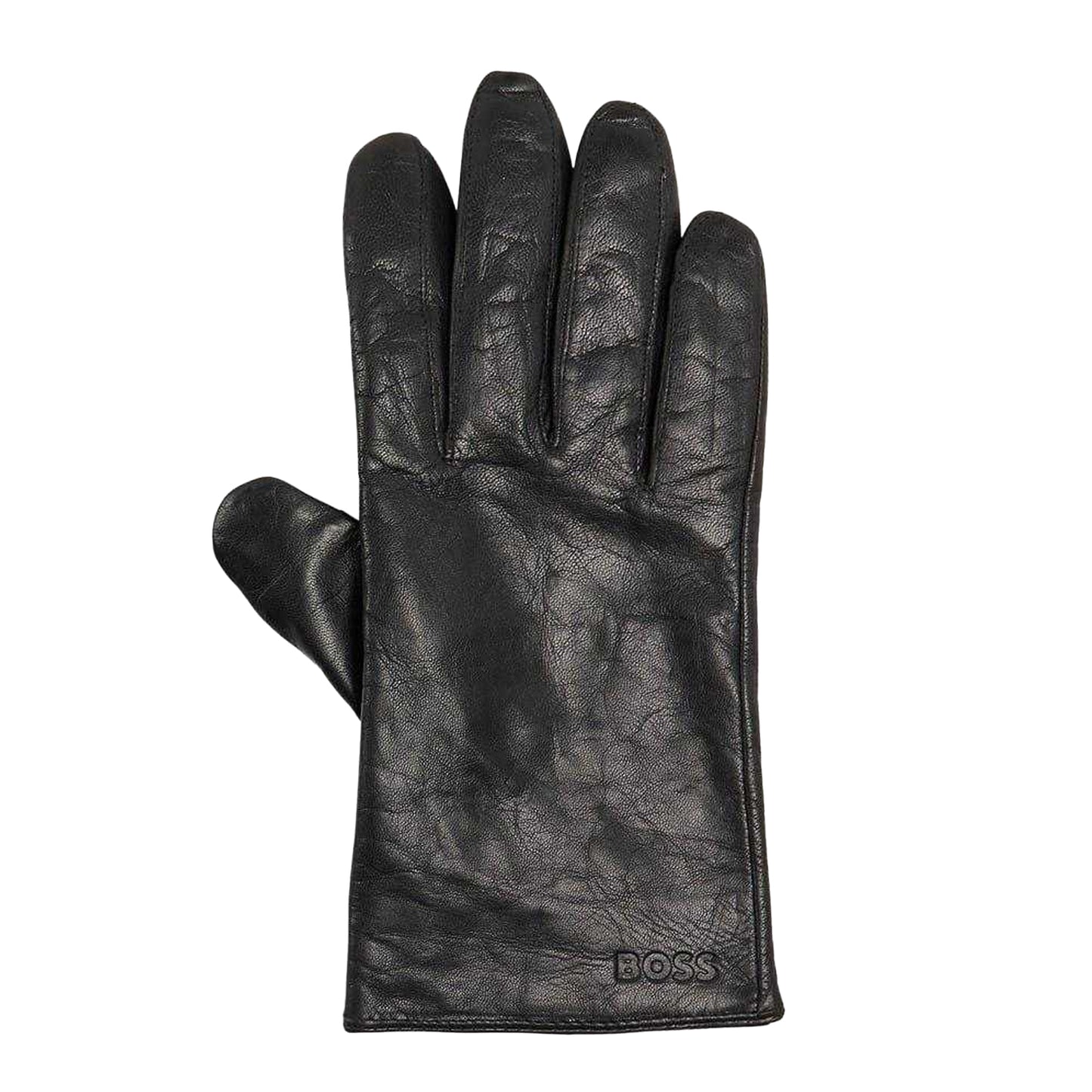 Black - Front - Boss Mens Gioli Leather Gloves