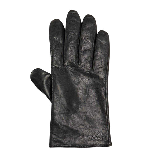 Black - Front - Boss Mens Gioli Leather Gloves