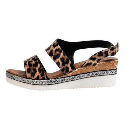 Leopard - Back - Firetrap Womens-Ladies Ella Backstrap Wedge Sandals