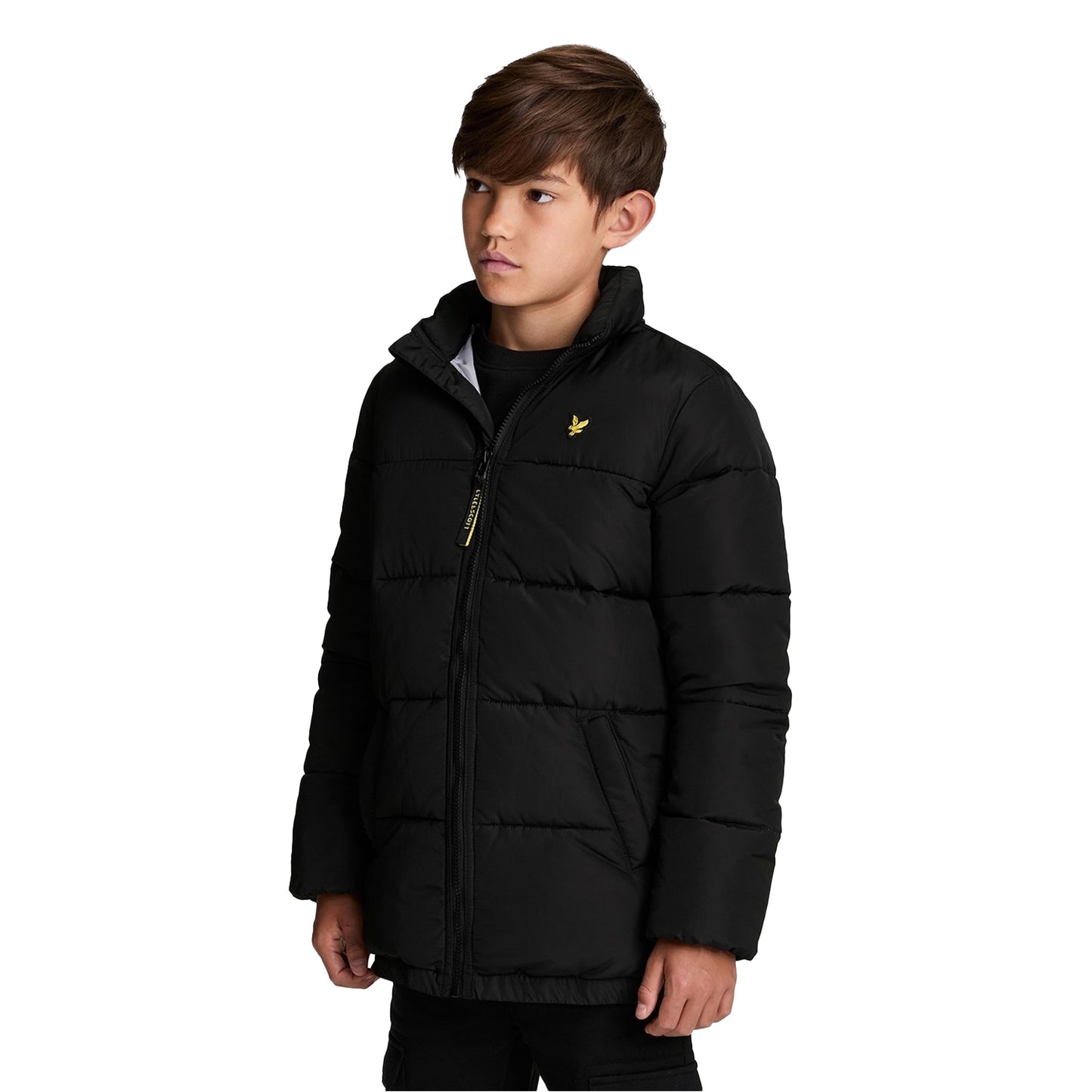 Black - Side - Lyle & Scott Childrens-Kids Quilted Puffer Jacket