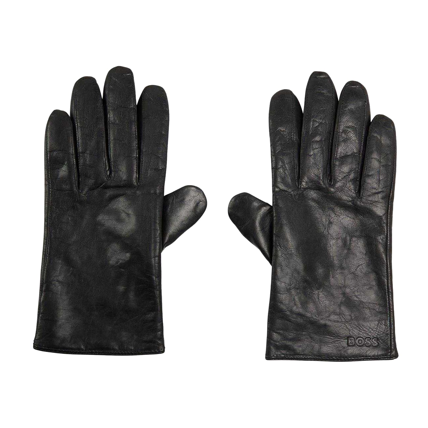 Black - Side - Boss Mens Gioli Lightweight Leather Everyday Gloves