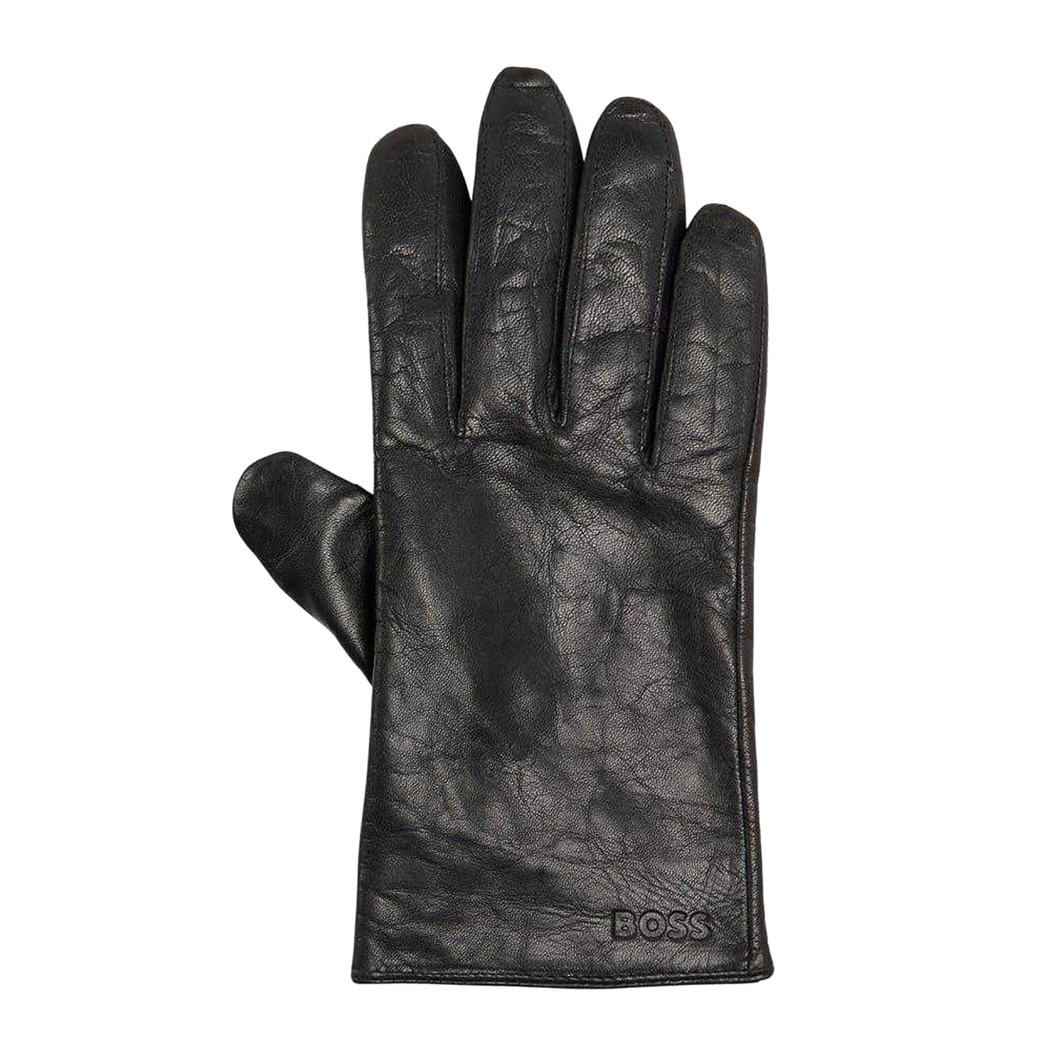 Black - Front - Boss Mens Gioli Lightweight Leather Everyday Gloves