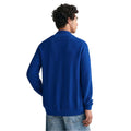Blue - Back - Gant Mens Cotton Pique Zipped Cardigan