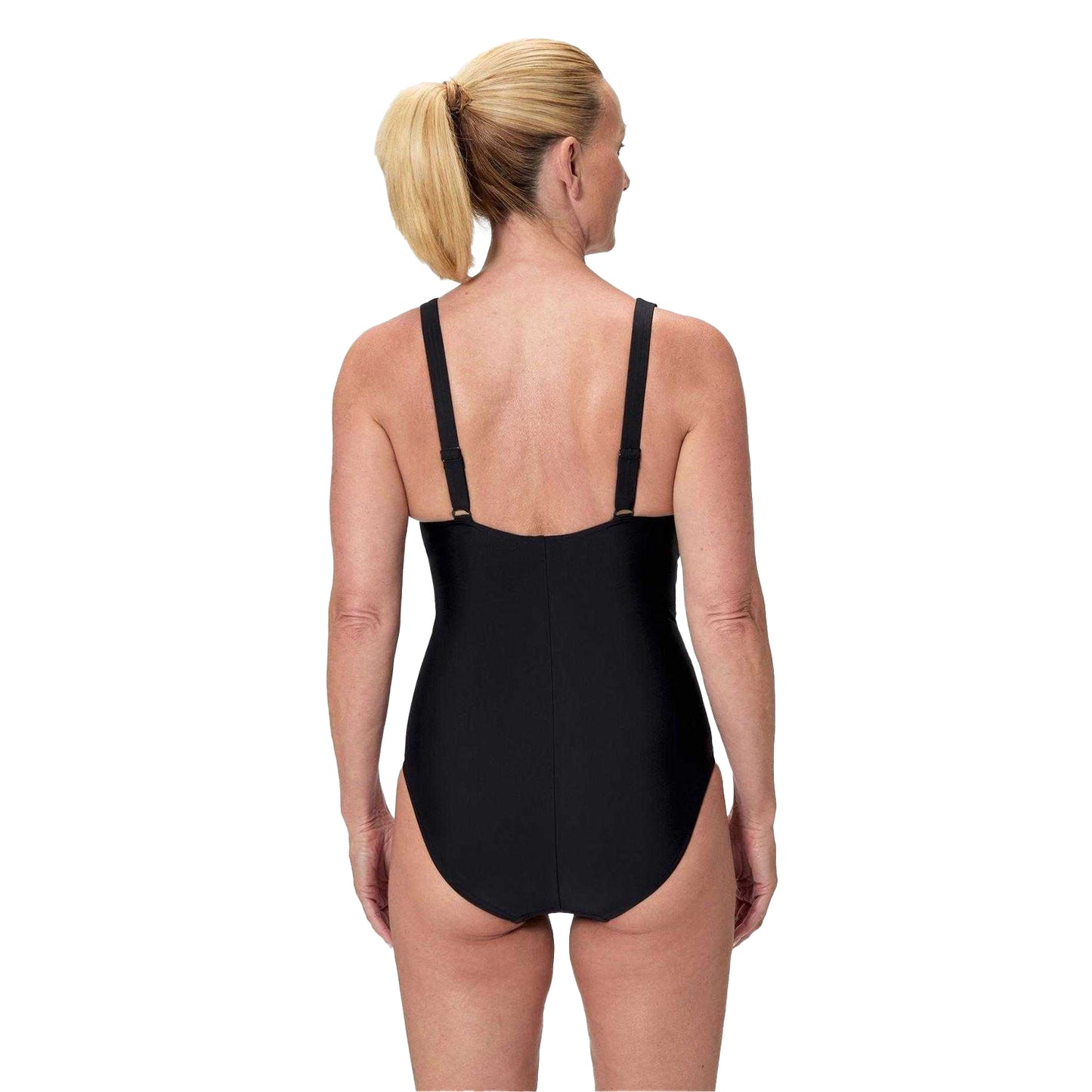 Anthracite-White - Back - Speedo Womens-Ladies Panelled One Piece Swimsuit