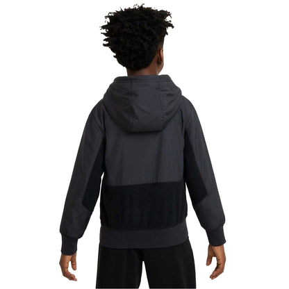 Black - Back - Nike Childrens-Kids Cargo Zipped Hooded Jacket