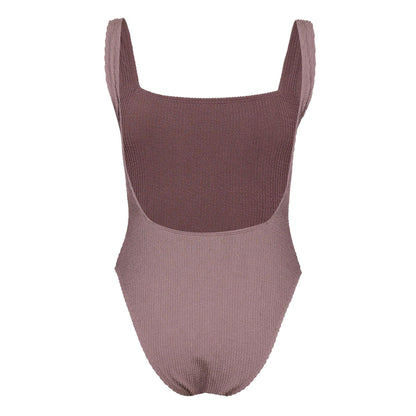 Mocha - Back - Jack Wills Womens-Ladies Crinkled One Piece Swimsuit